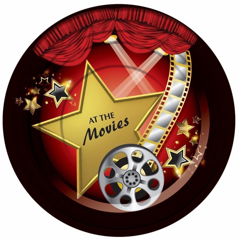 At The Movies Plates 7 Inches, 8 per Package