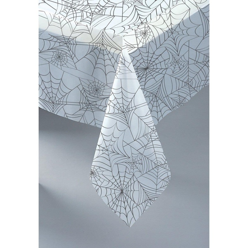 Clear plastic tablecover with web prints
