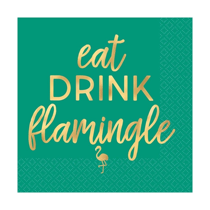 Gold Aloha Green Beverage Napkins, 16 per Package