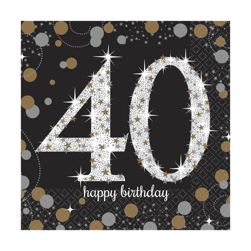40th Sparkling Celeb - Beverage Napkins 16/pkg.
