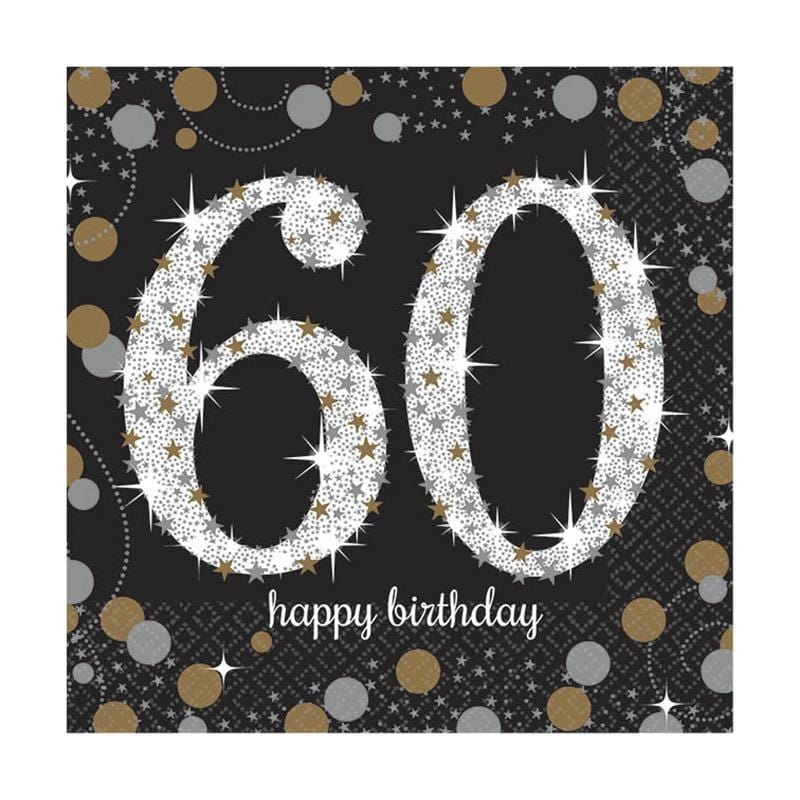 60th Sparkling Celeb - Beverage Napkins 16/pkg.