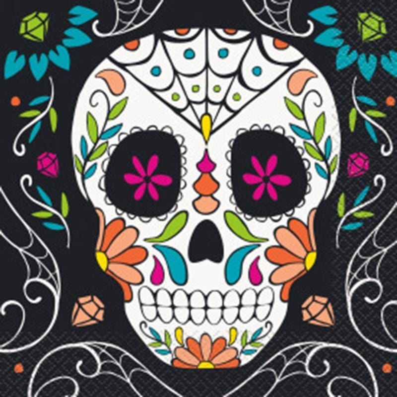 Day of the Dead Sugar Skulls lunch napkins, 20 per package
