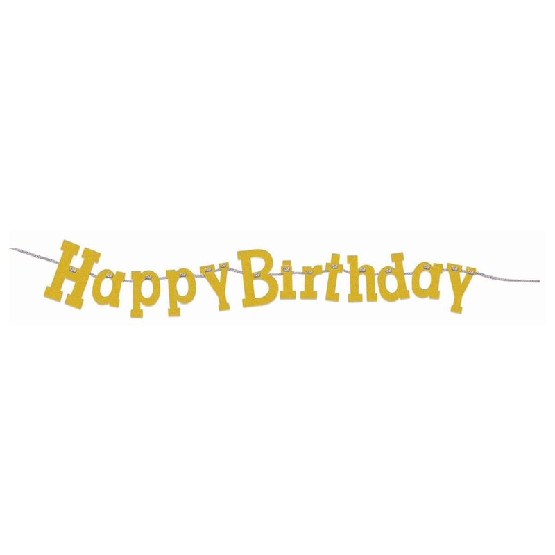 Diamond Banners 11 In. - Happy Birthday - Gold