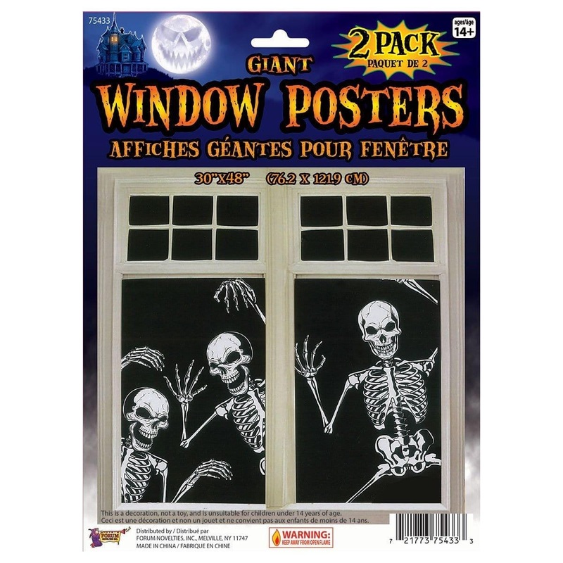 Giant skeleton window decorations, 2 per package
