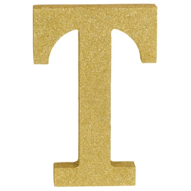 Gold Glitter Letter - T