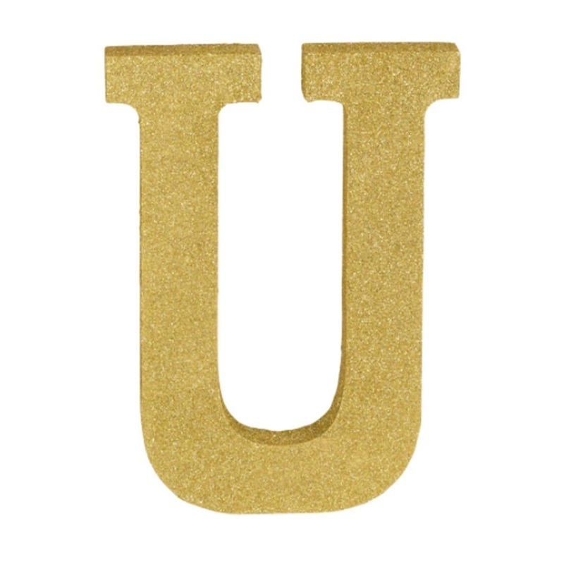 Gold Glitter Letter - U