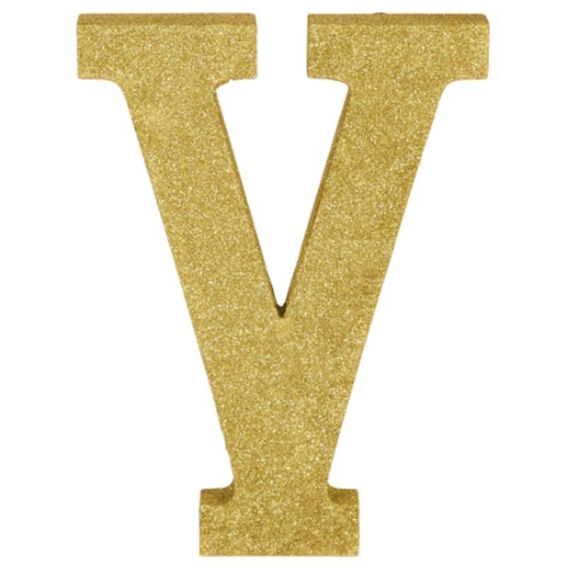 Gold Glitter Letter - V