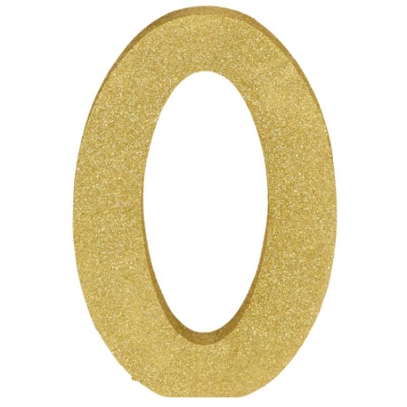 Gold Glitter Number - 0