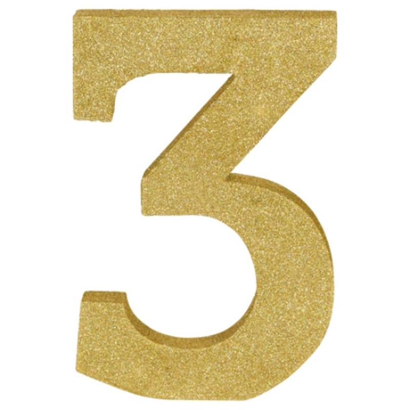 Gold Glitter Number - 3