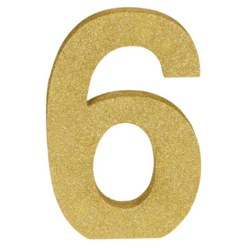 Gold Glitter Number - 6