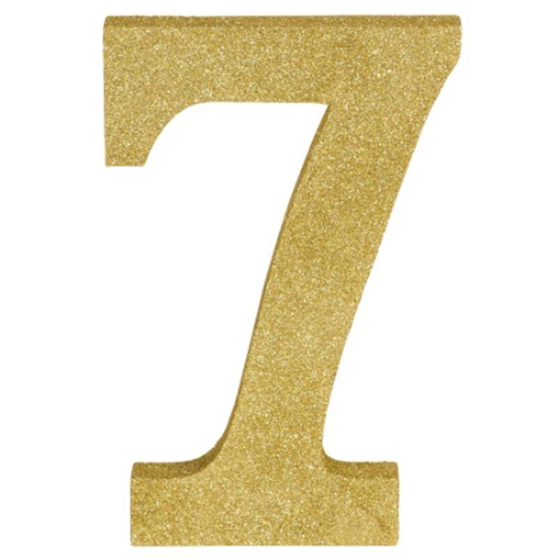 Gold Glitter Number - 7