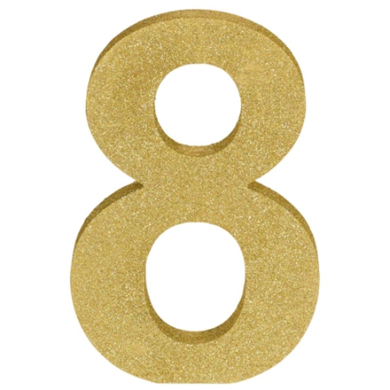 Gold Glitter Number - 8