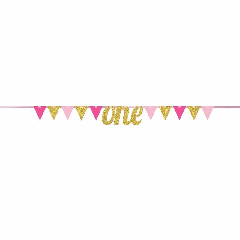 Pennant Banner One Glitter - Pink