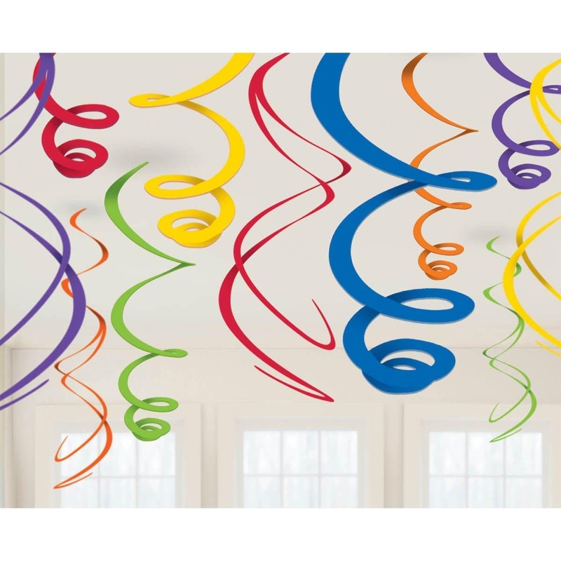 Swirl Decorations - Rainbow 22 in. 12/pkg