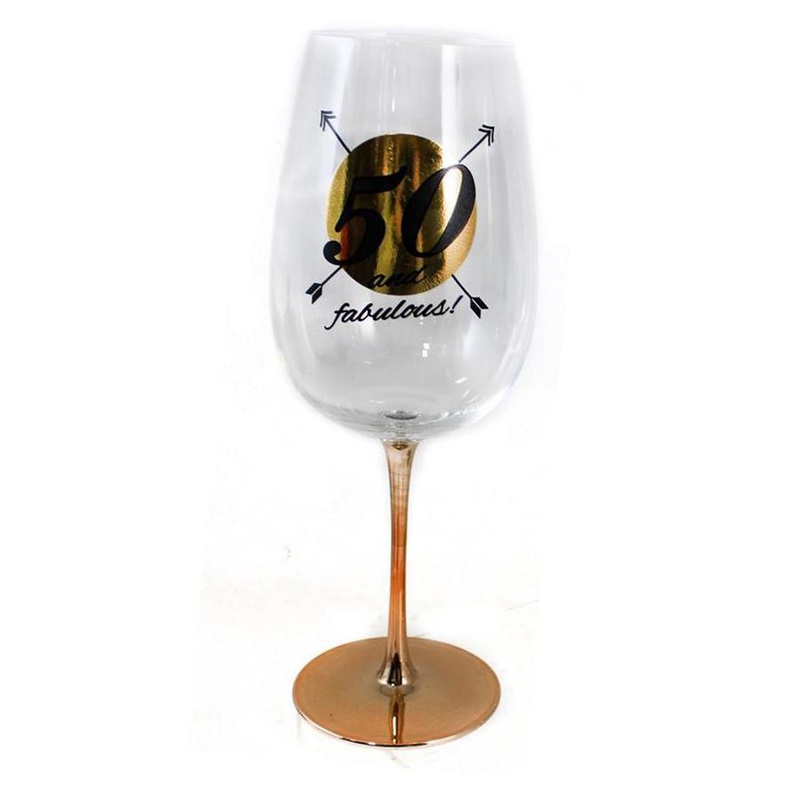 Wine Glass - 50th - Gold