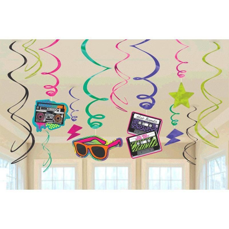 80's Swirl Decorations, 12 per Package