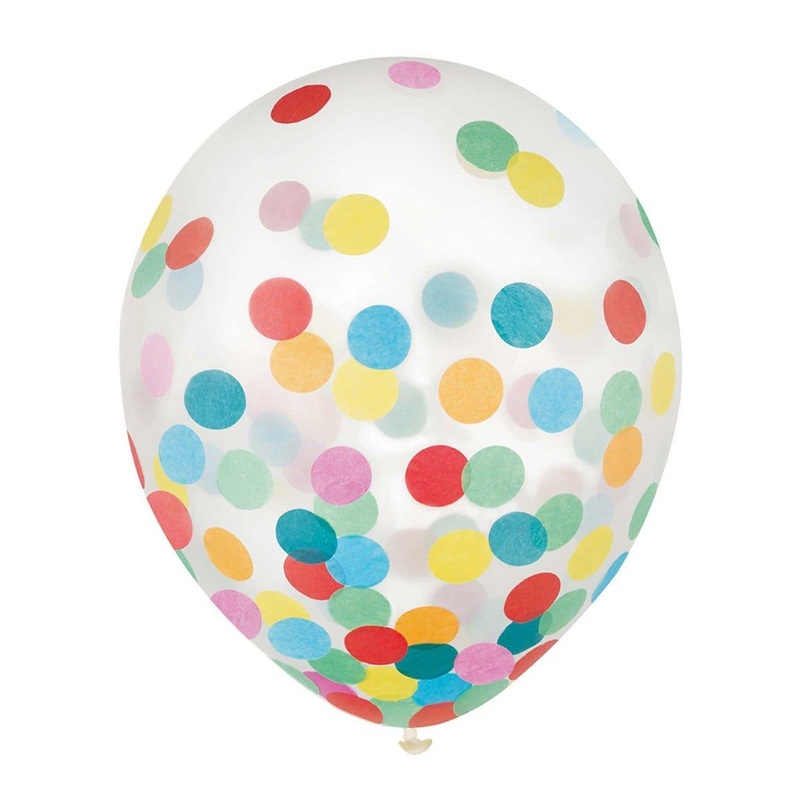 Latex Balloons With Multicolor Confetti, 12 Inches, 6 Count