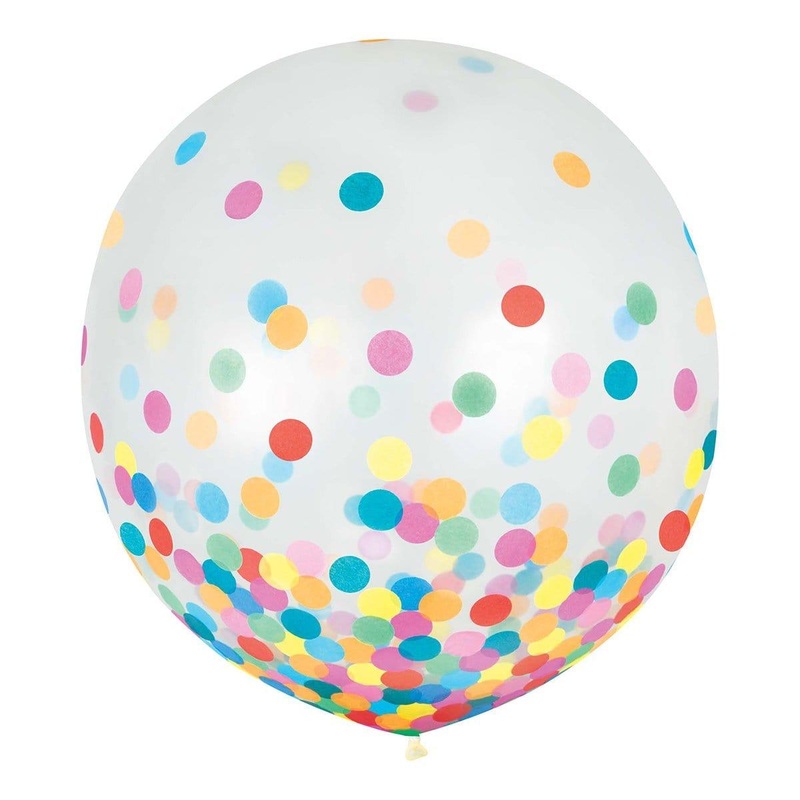 Latex Balloons With Multicolor Confetti, 24 Inches, 2 Count