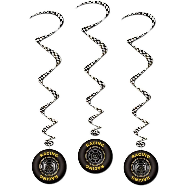Racing Wheels Swirl Decorations, 3 per Package