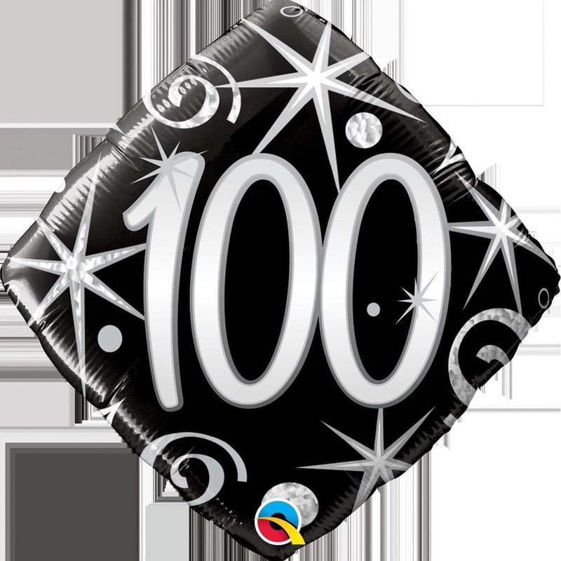 100th Birthday Black & Swirl
