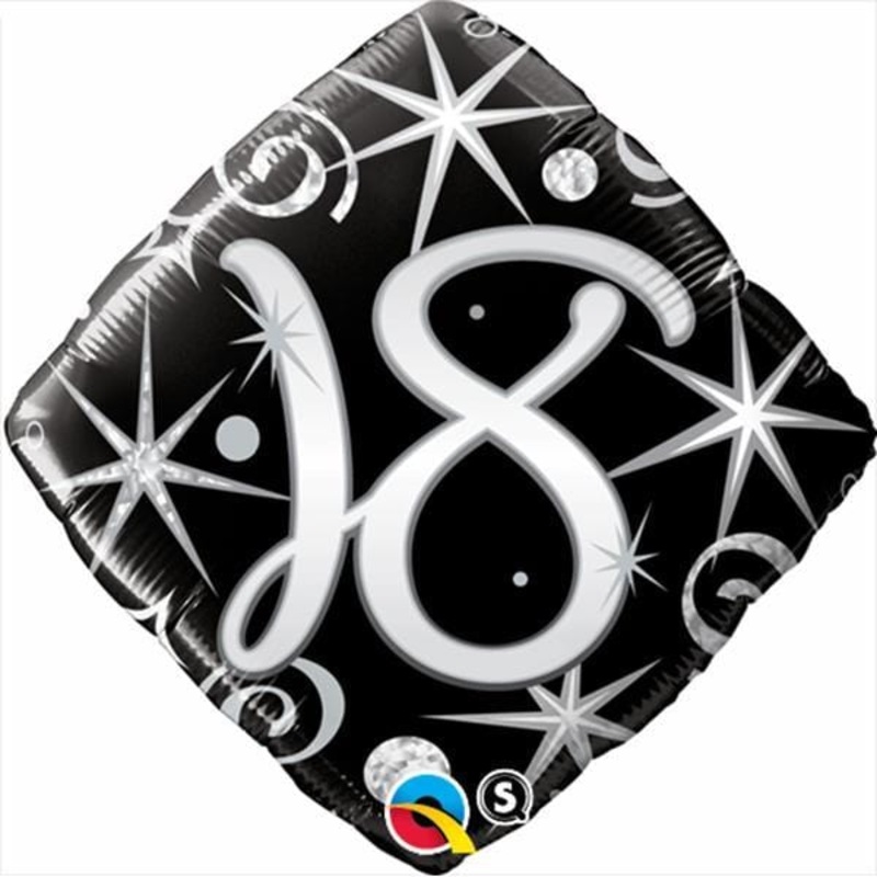 18th Elegant Sparkles & Swirls Foil Balloon, 18 Inches