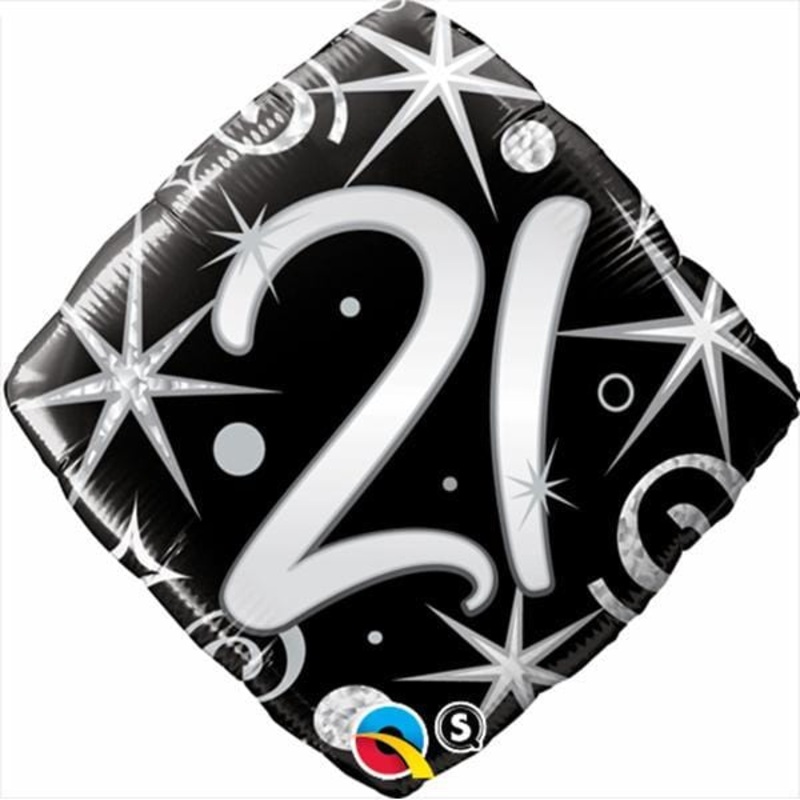 21st Elegant Sparkles & Swirls Foil Balloon, 18 Inches