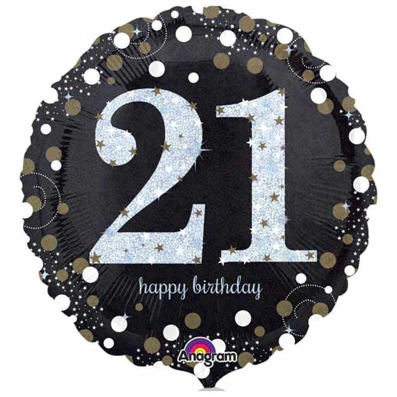 21st Sparkling Birthday Foil Balloon, 18 Inches