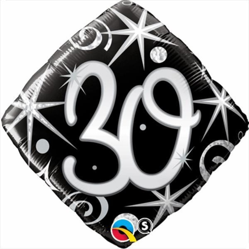 30th Elegant Sparkles & Swirls Foil Balloon, 18 Inches
