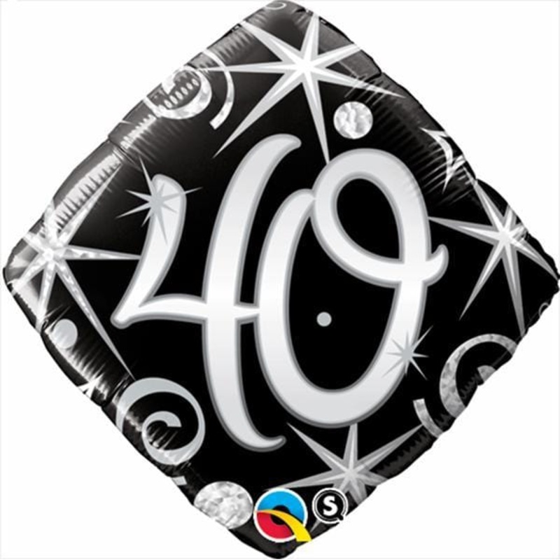 40th Elegant Sparkles & Swirls Foil Balloon, 18 Inches
