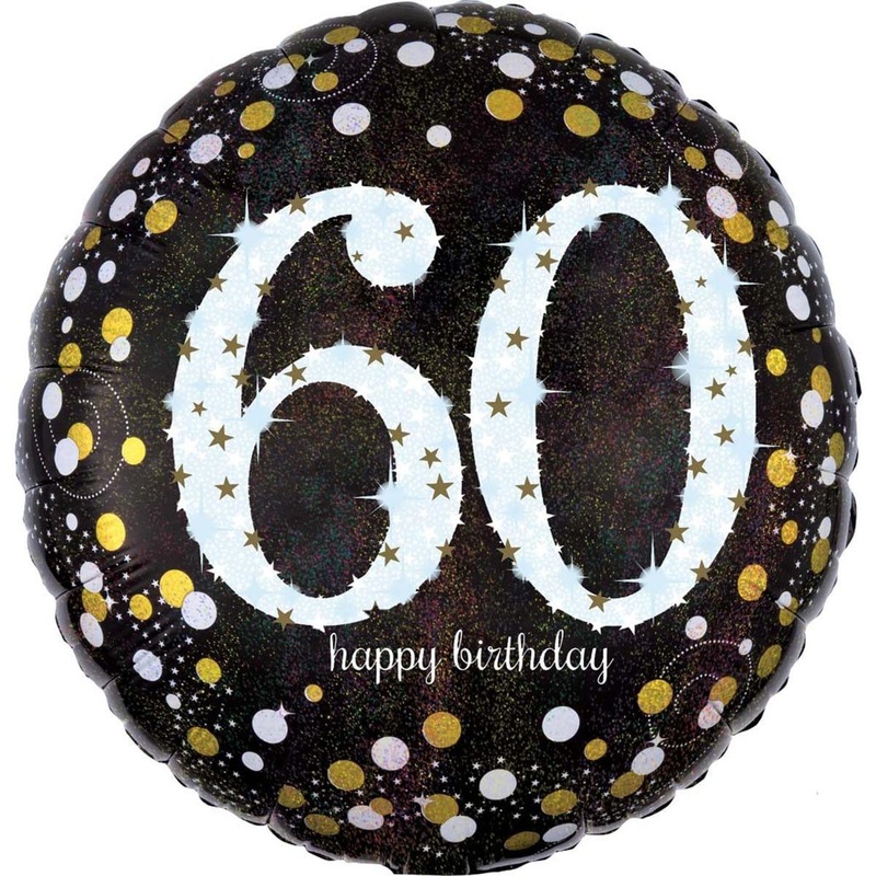60th Birthday Black And Gold Foil Balloon, 18 Inches