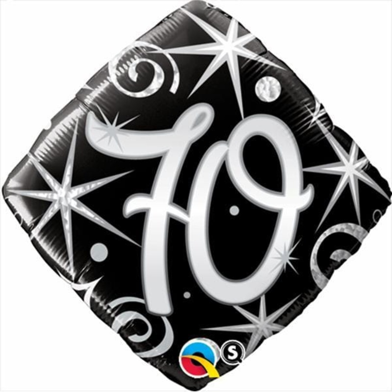 70th Elegant Sparkles & Swirls Foil Balloon, 18 Inches