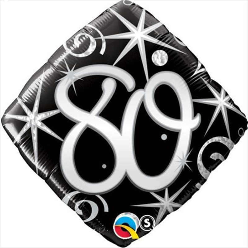 80th Elegant Sparkles & Swirls Foil Balloon, 18 Inches