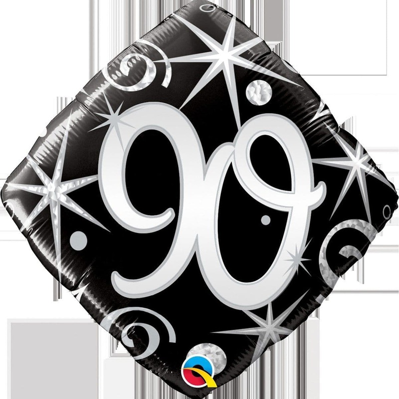 90th Birthday Black & Swirl