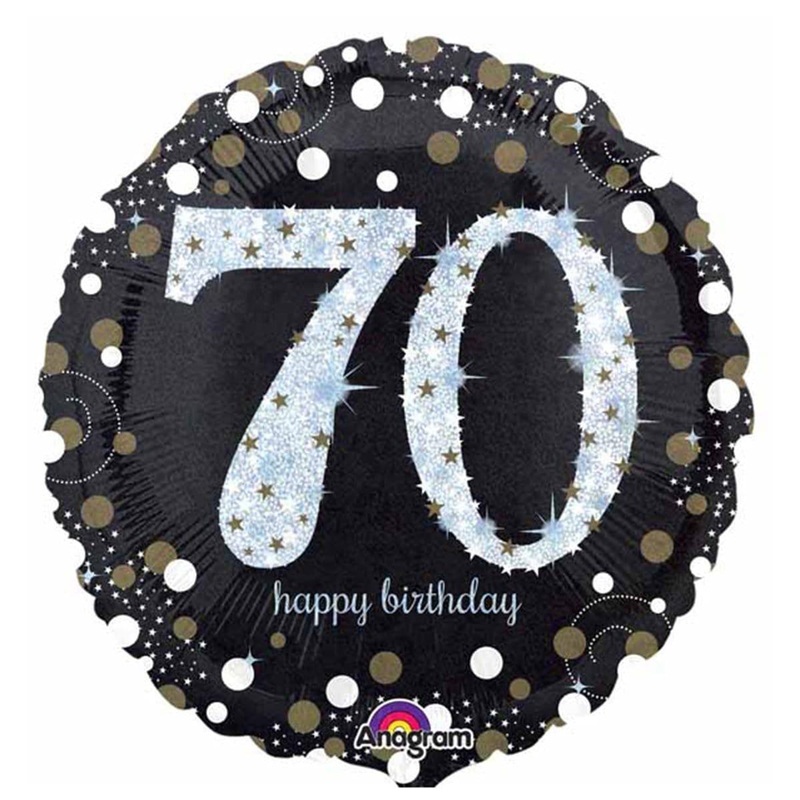 Black And Gold 70th Birthday Foil Balloon, 18 Inches