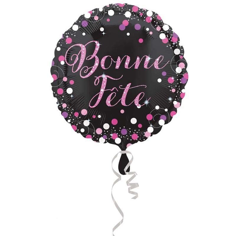 Black and Pink Bonne Fte Foil Balloon, 18 Inches