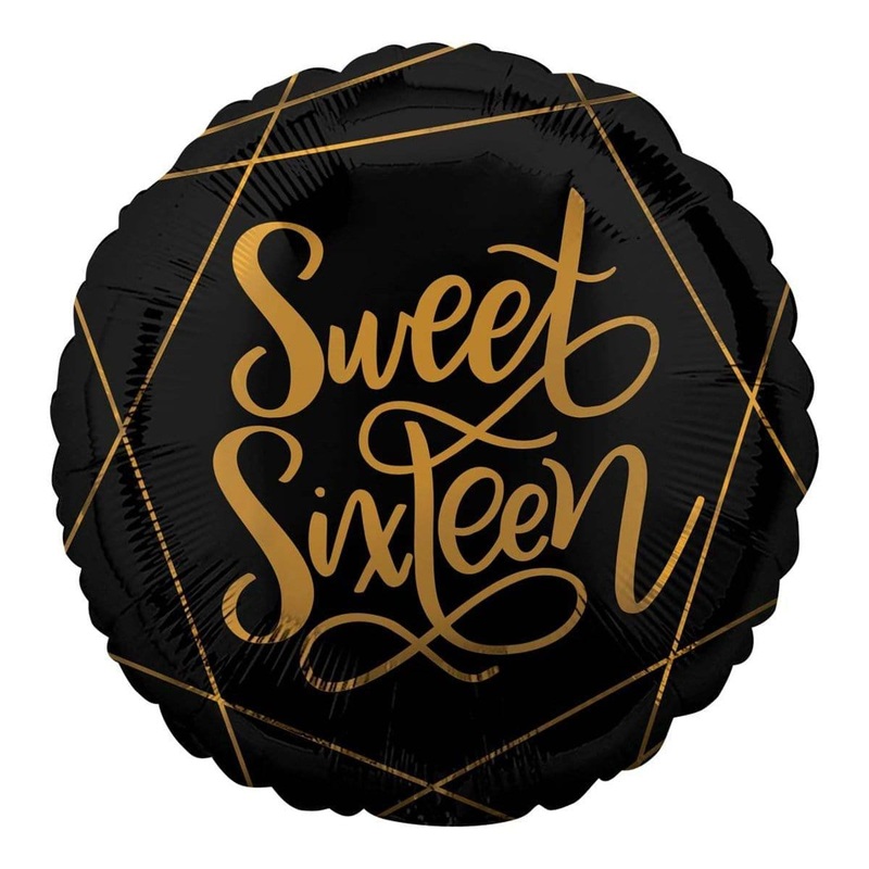 Black Sweet Sixteen Foil Balloon, 18 Inches