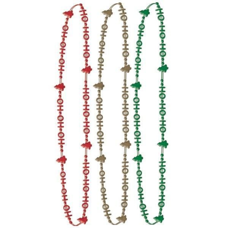 Christmas Necklace - Plastic Beads - Ho Ho Ho - 6/Pk