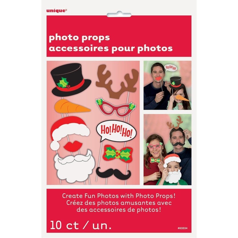 Christmas Photo Booth Accessories - 10/Pk