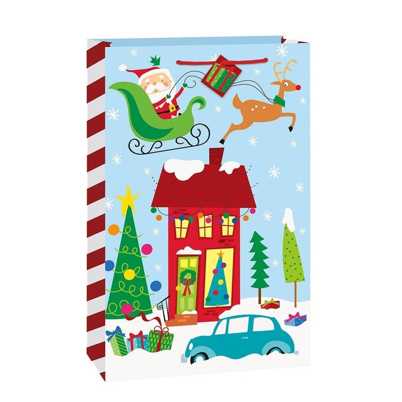 Colourful Santa Gift Bag, Jumbo