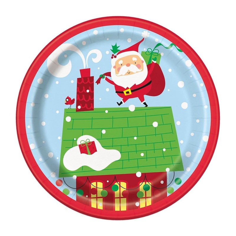 Colourful Santa Plate, 7 Inches, 8 Count