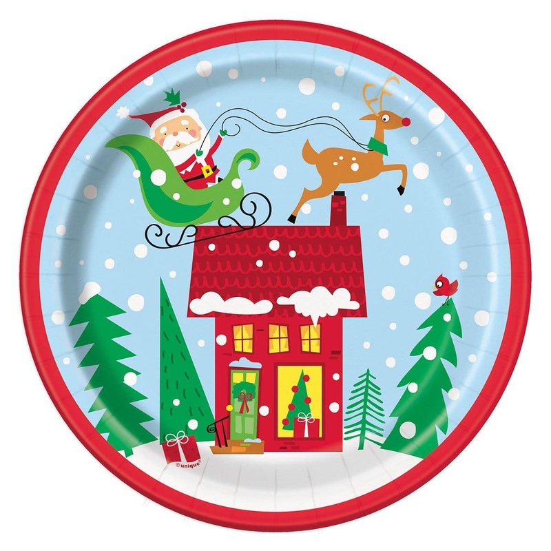 Colourful Santa Plate, 9 Inches, 8 Count