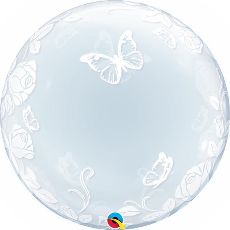 Elegant Roses & Butterflies Bubble Deco. Balloon