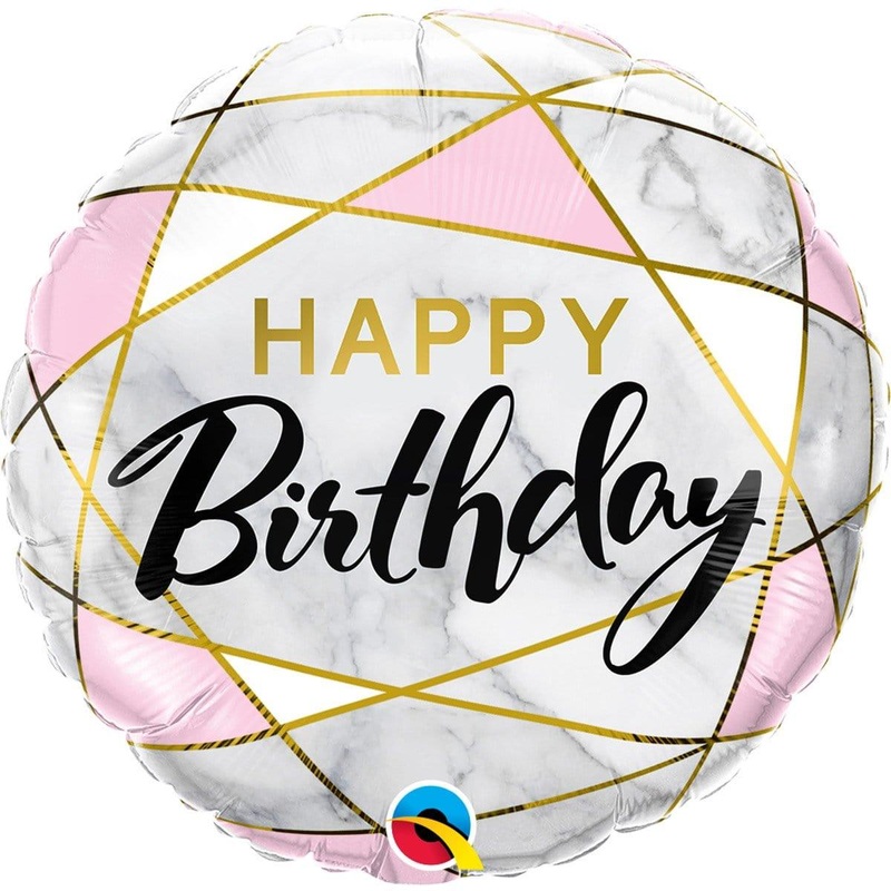 Happy Birthday Marble Foil Balloon, 18 Inches