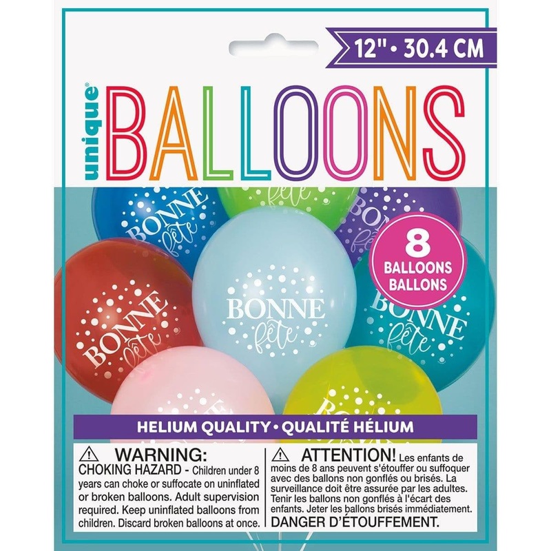 Latex Balloons Bonne Fte, 8 Count