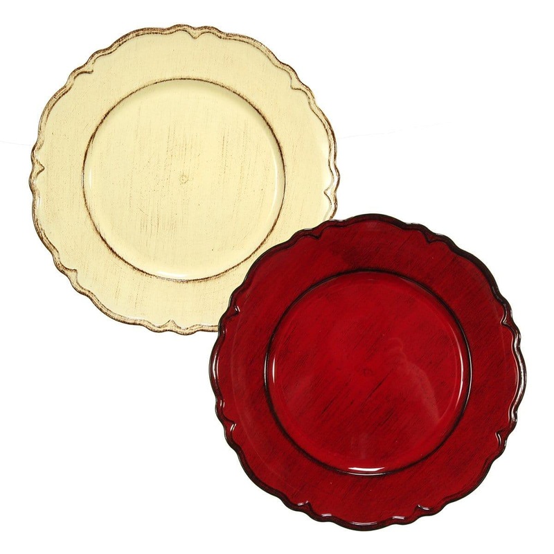 Serving Plate - Scalloped Edge - 13 in - Assorted - 1/Pk