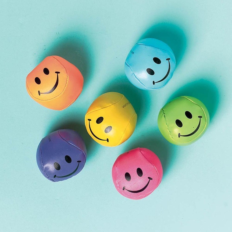 Smiley soft balls, 12 per package