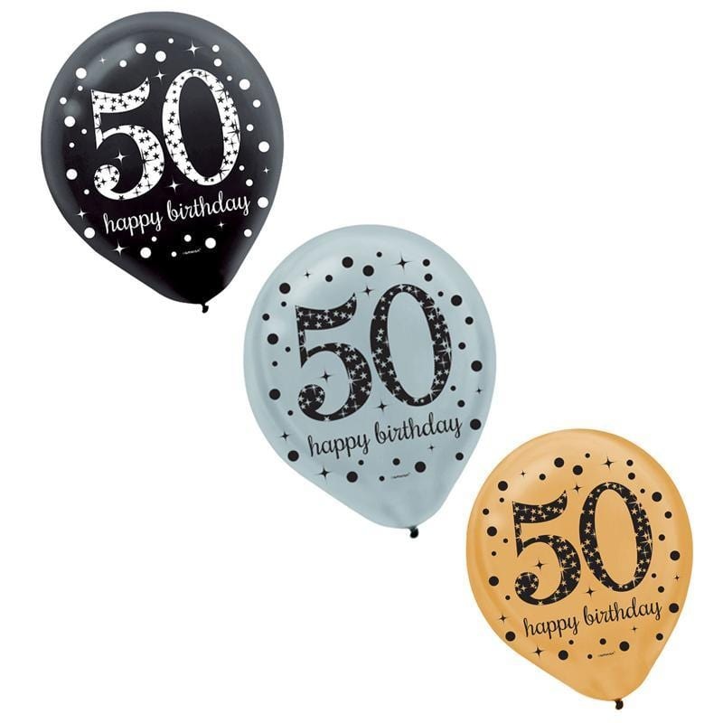 50th Sparkling Celeb - Latex Balloons 15/pkg