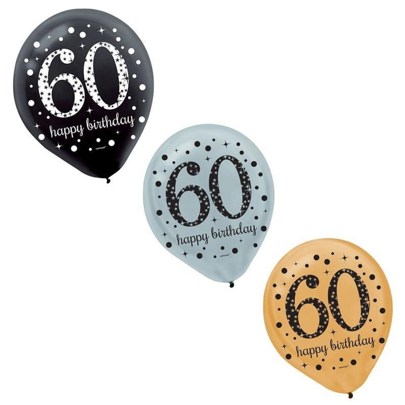 60th Sparkling Celeb - Latex Balloons 15/pkg