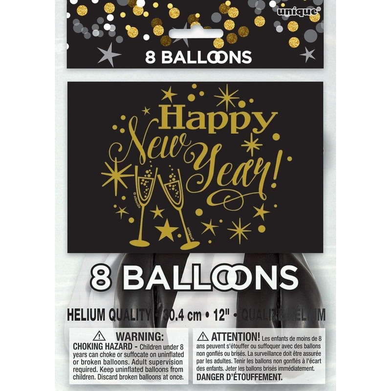 Glittering New Year - Latex Balloons 8/pkg