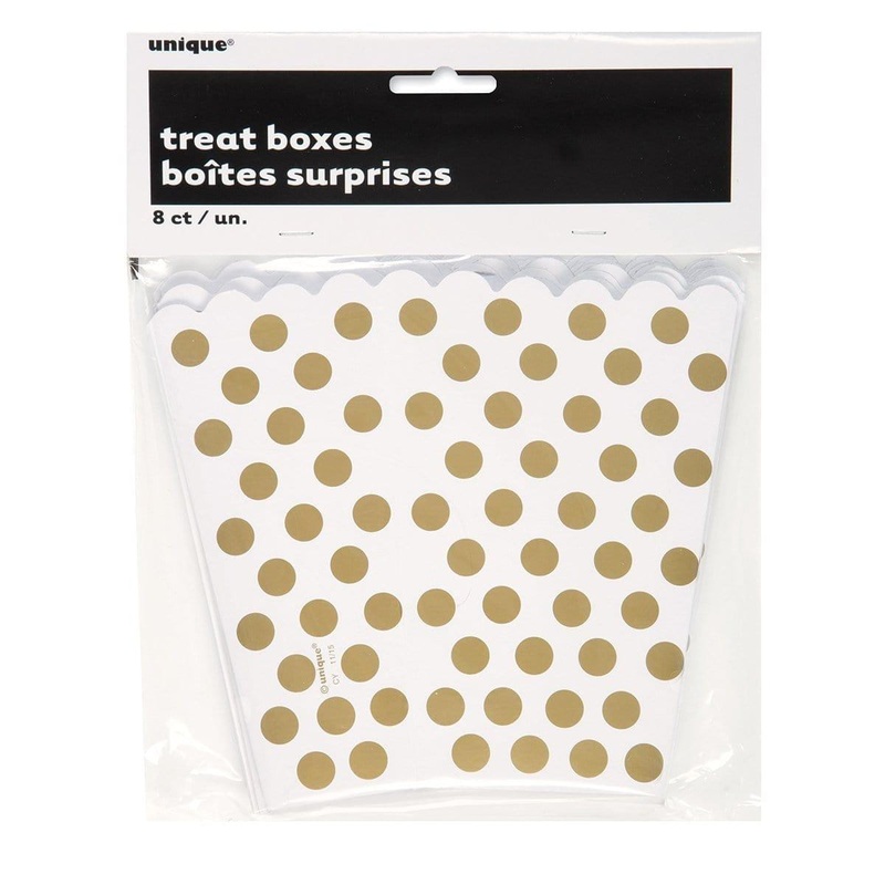 Gold Decorative Dots Favor Boxes, 8 per Package